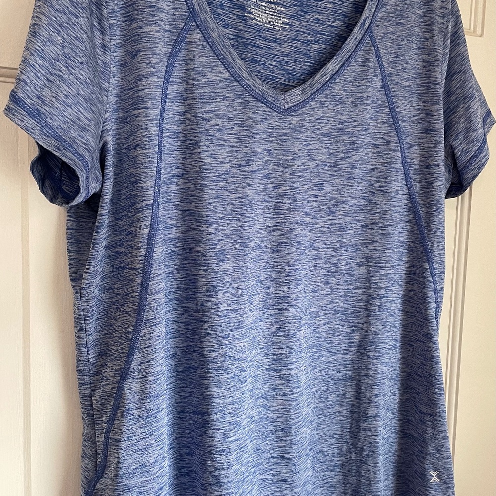 Women heathered blue shirt